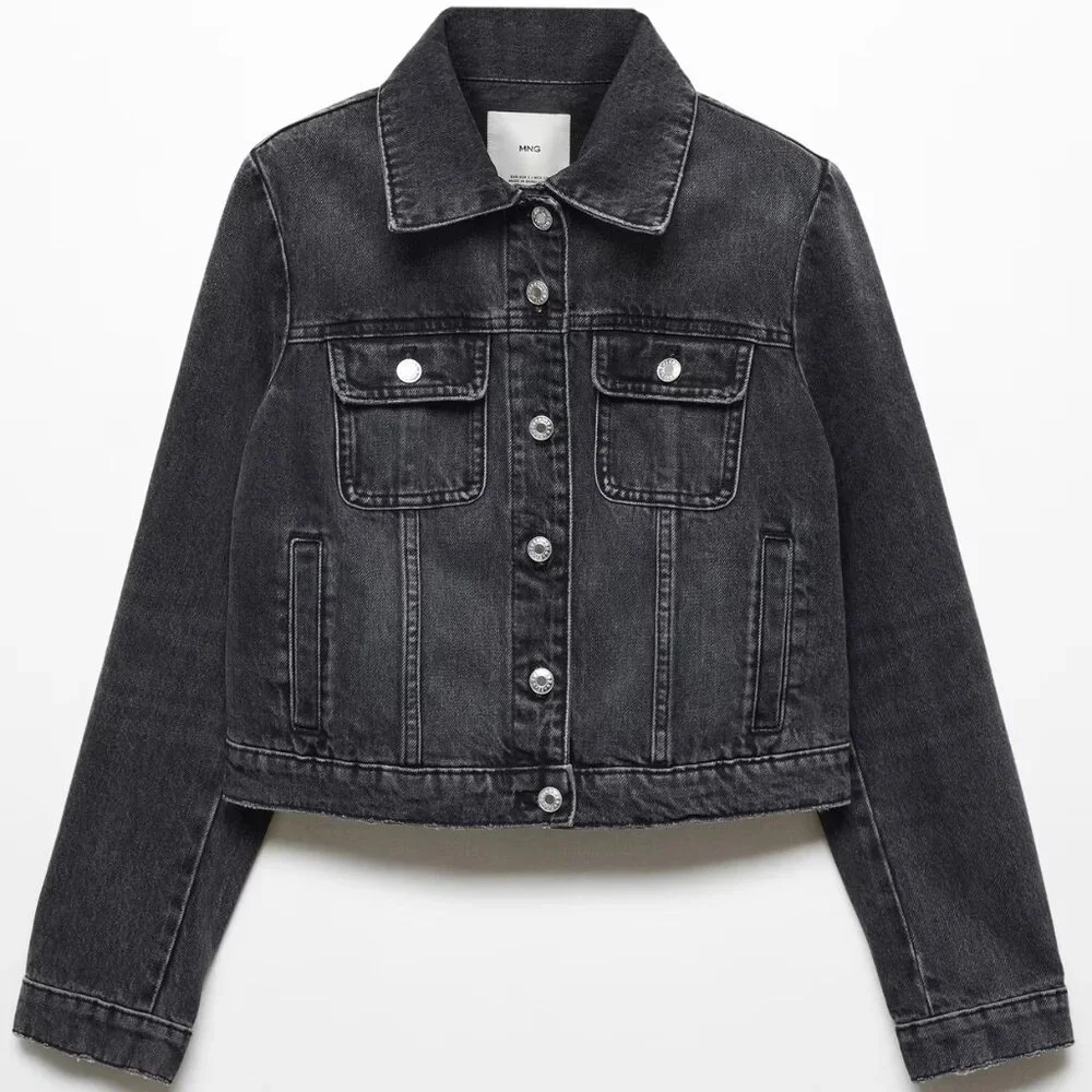 Mango Black Pocketed Denim Jacket/NWT/XXL - Picture 7 of 15
